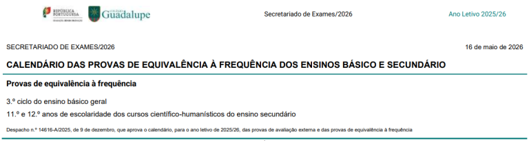 Avaliação externa e provas de equivalência à frequência 130 Captura de ecra 2026 05 17 224355